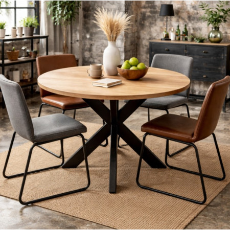 Table à manger ronde bois et métal –...
