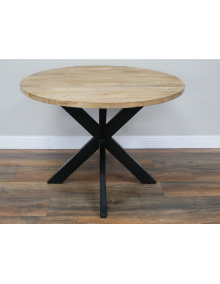 Table à manger ronde bois et métal – Table design conviviale 100 cm