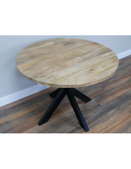Table à manger ronde bois et métal – Table design conviviale 100 cm