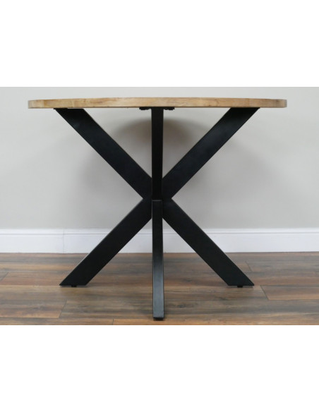 Table à manger ronde bois et métal – Table design conviviale 100 cm