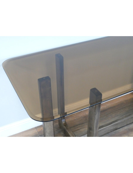 Table à manger verre et bois – Table design élégante 180 cm