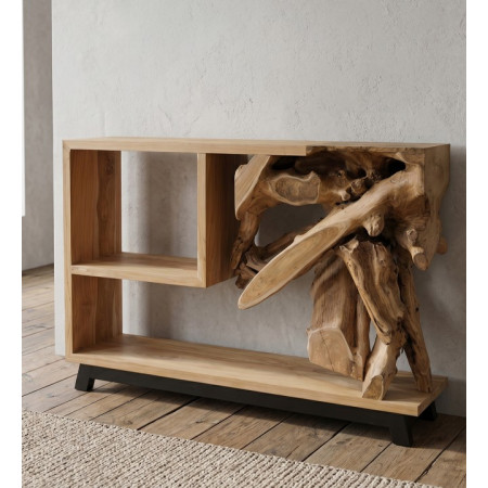 Console en bois de teck et racine –...