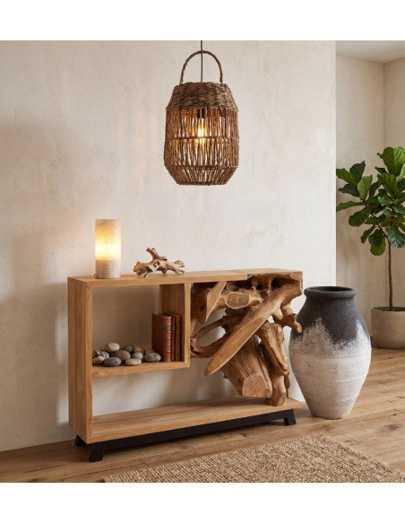 Console en bois de teck et racine – Pièce unique naturelle