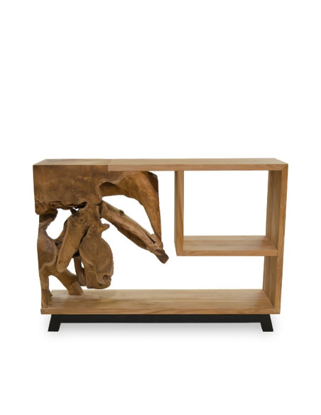 Console en bois de teck et racine – Pièce unique naturelle