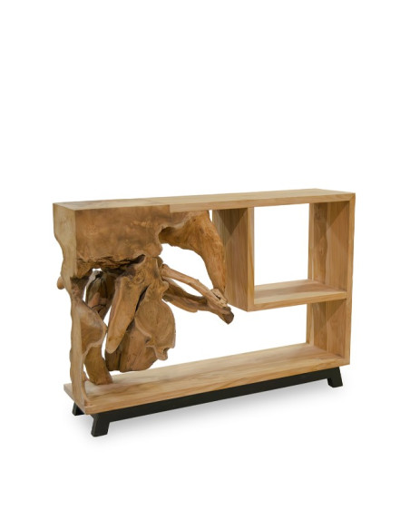 Console en bois de teck et racine – Pièce unique naturelle