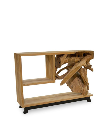 Console en bois de teck et racine – Pièce unique naturelle