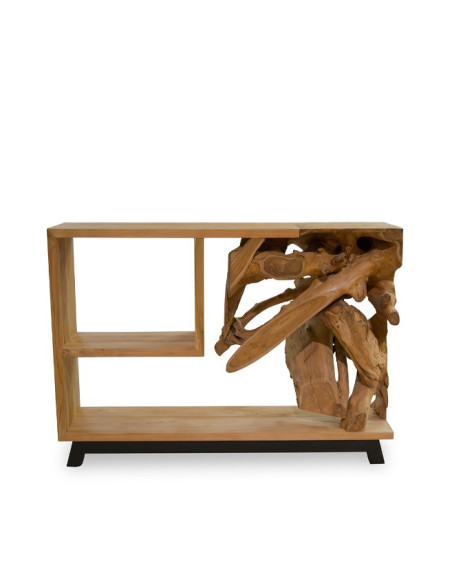 Console en bois de teck et racine – Pièce unique naturelle