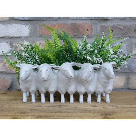 Jardinière Moutons Crème en résine –... Jardinière Moutons Crème en résine –...