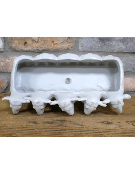 Jardinière Moutons Crème en résine – Pot déco campagne 31 cm