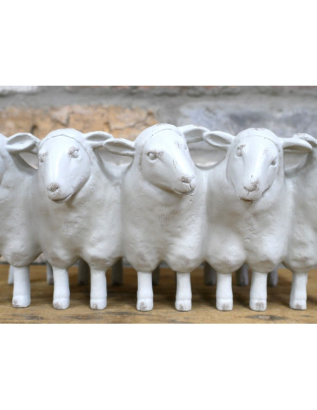 Jardinière Moutons Crème en résine – Pot déco campagne 31 cm