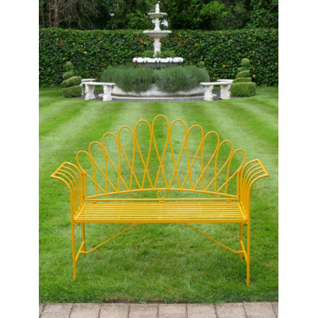 Banc de Jardin Soleil Jaune en Métal