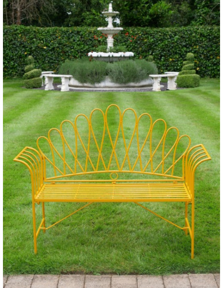 Banc de Jardin Soleil Jaune en Métal