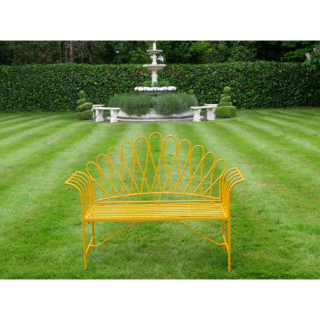 Banc de Jardin Soleil Jaune en Métal