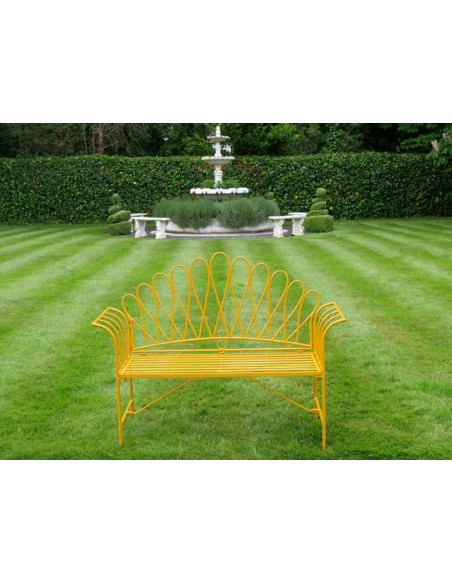 Banc de Jardin Soleil Jaune en Métal