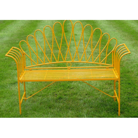 Banc de Jardin Soleil Jaune en Métal