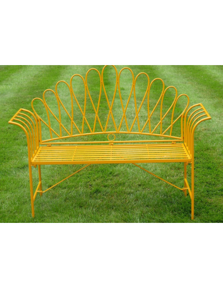 Banc de Jardin Soleil Jaune en Métal