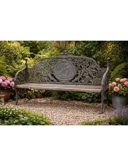 Grand Banc de Jardin Romantique en Fonte