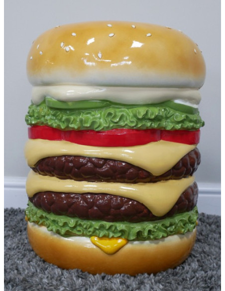 Table d’appoint Burger géant en résine – Mobilier déco gaming original 47 cm