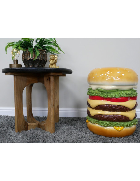 Table d’appoint Burger géant en résine – Mobilier déco gaming original 47 cm