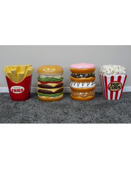 Table d’appoint Burger géant en résine – Mobilier déco gaming original 47 cm