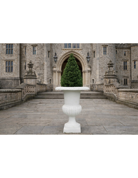 Grand Vase Médicis en Fonte Blanche Cassée pour Jardin et Terrasse
