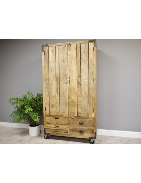 Armoire de Rangement en Bois de Manguier – Esprit Atelier et Charme Authentique
