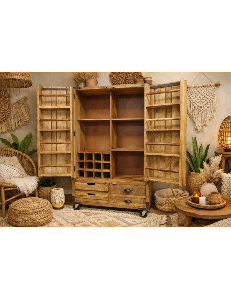 Armoire de Rangement en Bois de Manguier – Esprit Atelier et Charme Authentique