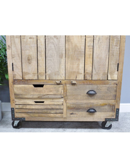 Armoire de Rangement en Bois de Manguier – Esprit Atelier et Charme Authentique