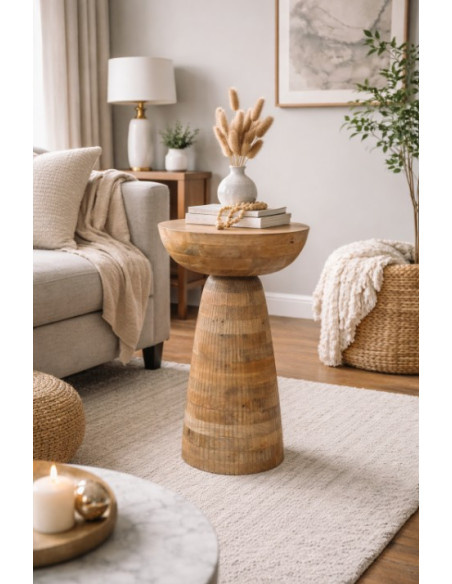 Table d’Appoint Ronde – Élégance Naturelle et Charme Authentique
