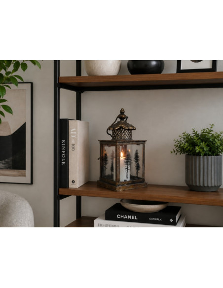 Lanterne Décorative Sapin – Petit Modèle en Finition Or Antique