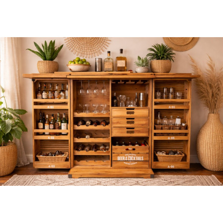 Armoire Bar à Volets en Bois de Sapin...