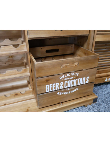 Armoire Bar à Volets en Bois de Sapin et Métal