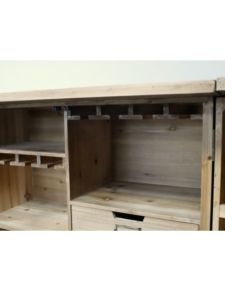 Armoire Bar à Volets en Bois de Sapin et Métal