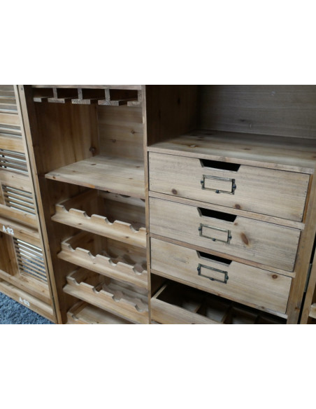 Armoire Bar à Volets en Bois de Sapin et Métal