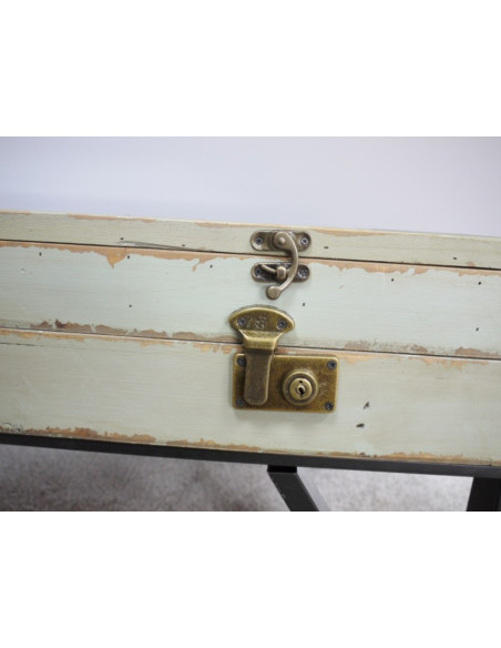 TABLE BASSE VITRINE À COMPARTIMENTS SUR ROULETTES