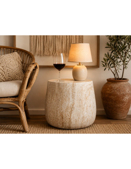 Table d'Appoint Effet Pierre Naturelle – Élégance Organique