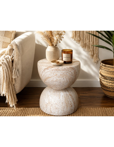 Table d'Appoint Sablier Effet Pierre Naturelle