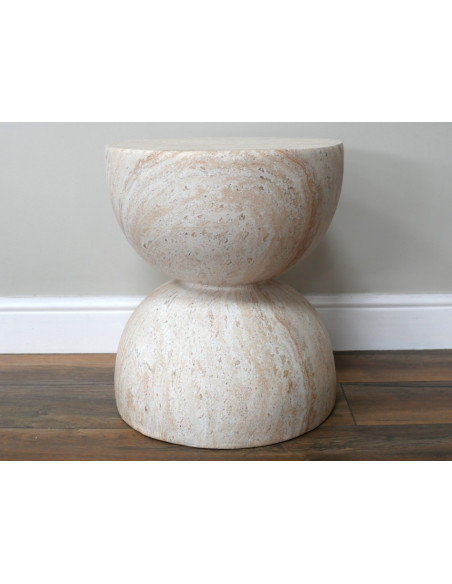 Table d'Appoint Sablier Effet Pierre Naturelle