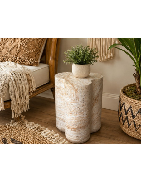 Table d'Appoint Monolithe Effet Pierre Naturelle