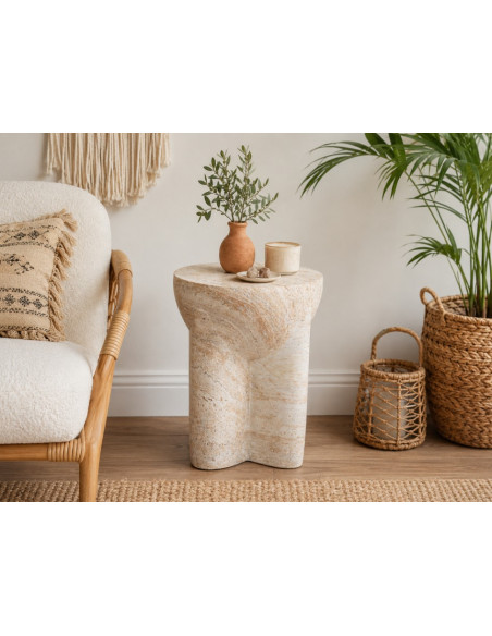Table d'Appoint Organique Effet Pierre Naturelle