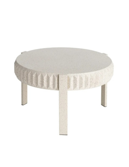 Table Basse Ronde Blanche en métal Effet Terrazzo 79 cm