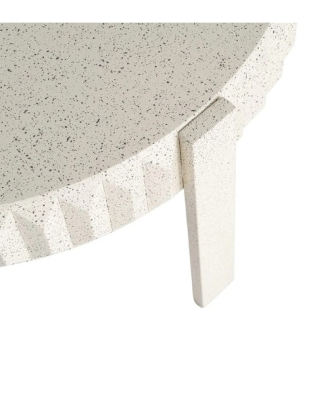 Table Basse Ronde Blanche en métal Effet Terrazzo 79 cm