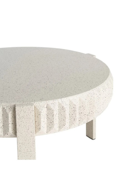 Table Basse Ronde Blanche en métal Effet Terrazzo 79 cm