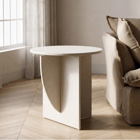 Table d'Appoint Ronde Blanche MDF 60 cm