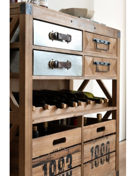 Cave à Vin Atelier sur Roulettes Bois et Métal