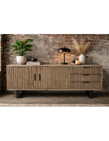 Buffet Bas Horizon à Lattes en Bois d'Hévéa