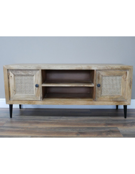 Meuble TV Riviera en Bois d'Acacia et Rotin