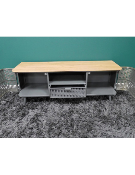 Meuble TV Solstice en Métal et Cannage