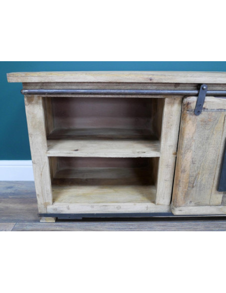 Buffet Bas Atelier à Porte Coulissante en Bois de Manguier