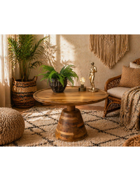 Table Basse Sablier en Bois Massif